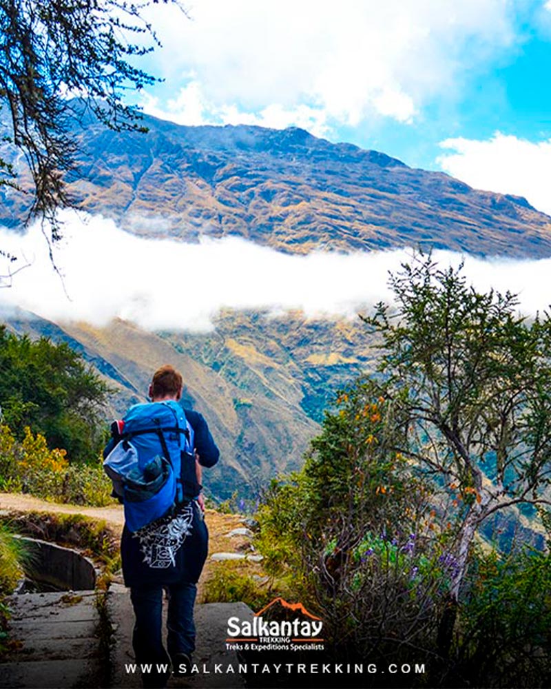 Turista en la caminata hacia el abra Salkantay