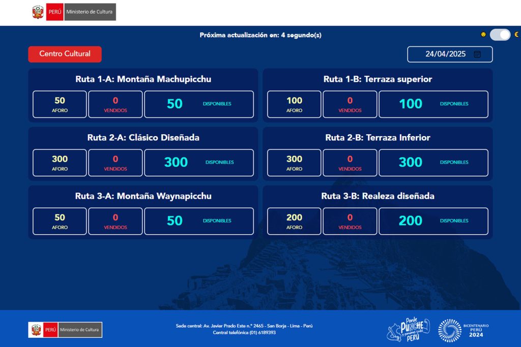 Proceso de compra en tiempo real para los boletos a Machu Picchu