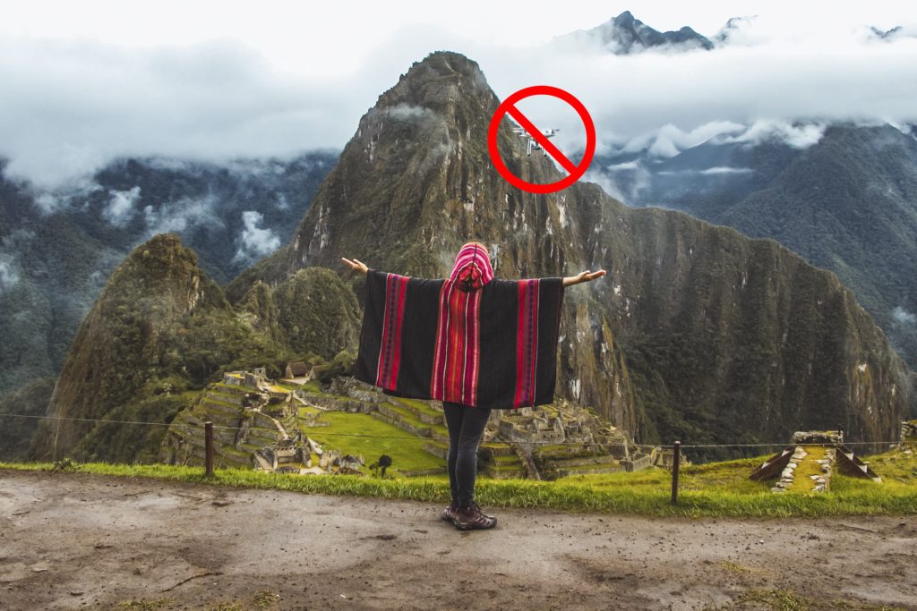 Vuelo no permitido de drone en Machu Picchu