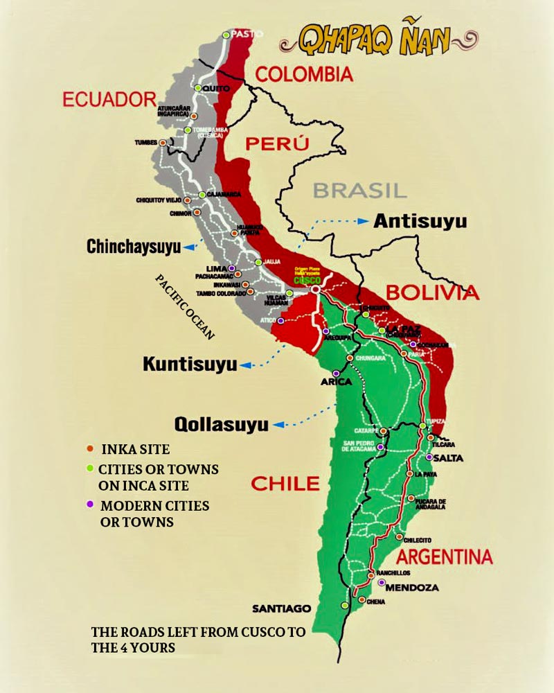 Mapa del Qhapaq Ñan o Camino Inca