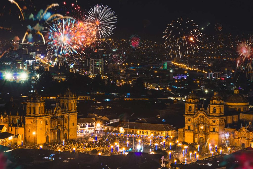 Plaza de armas de Cusco en Año nuevo