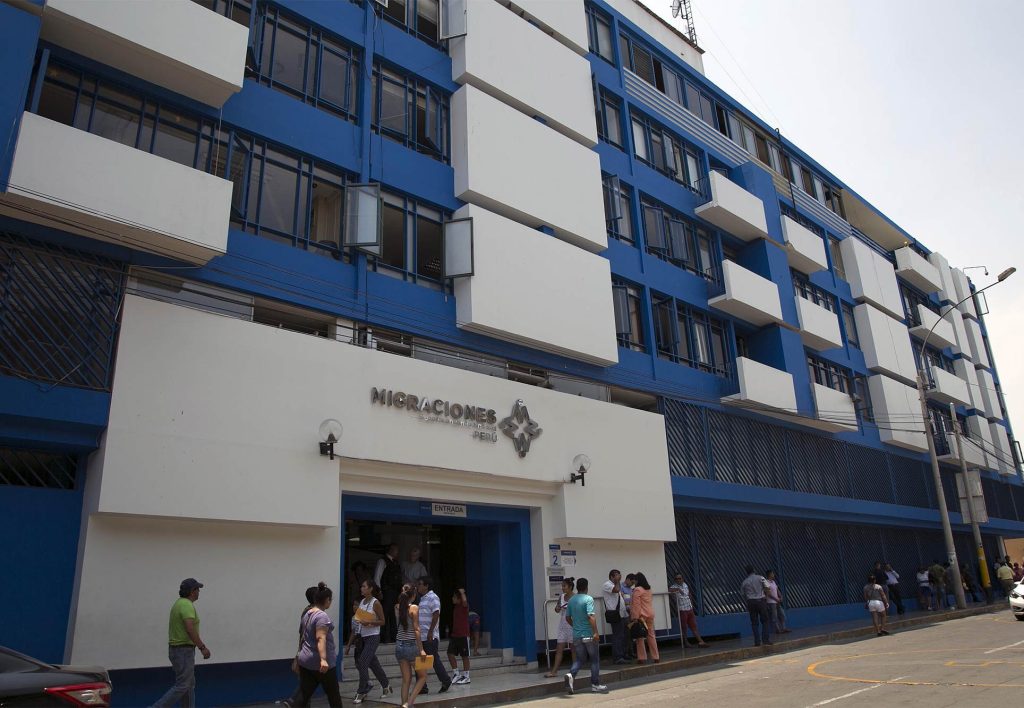 Locación de la oficina de migraciones en Lima, Perú