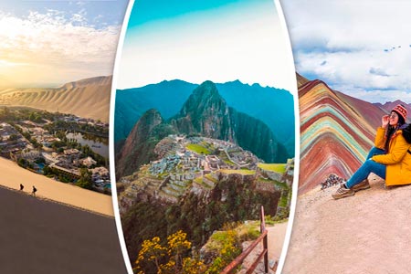 Collage de imágenes de las mejores atracciones del Perú