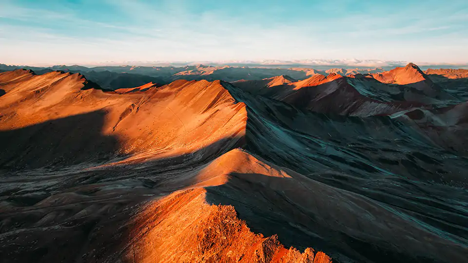 Aerial view of Rainbow Mountain, Vinicunca