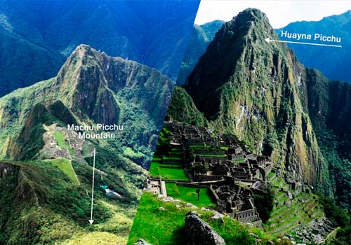 Montaña Huayna Picchu, Montaña Machu Picchu o Montaña Huchuy Picchu