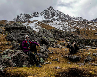 Nuestro lugar de almuerzo, ubicado en Anantapata (4,750 m / 15,584 ft).