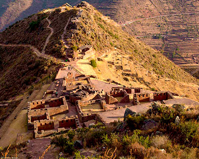 Sitio arqueológico de Pisac en el Valle Sagrado de los Incas.